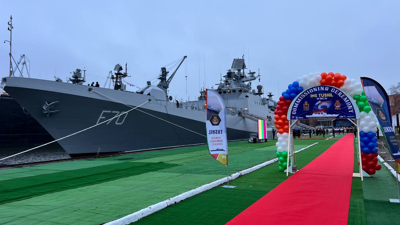 ROSOBORONEXPORT hands over Russian-built Project 11356 Tushil frigate to the Indian Navy